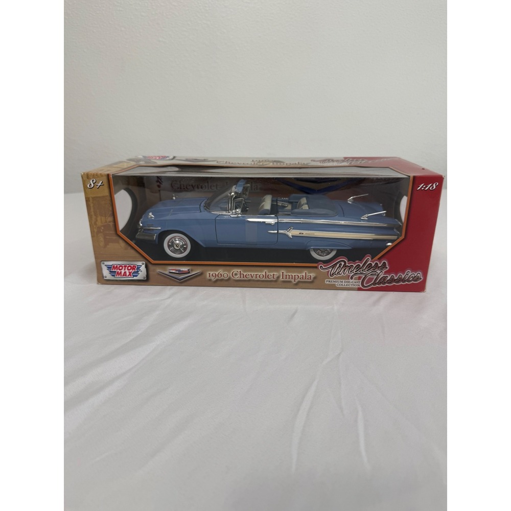 Motor Max 1960 Chevrolet Impala Convertible Blue 1:18 Diecast Timeless Classics